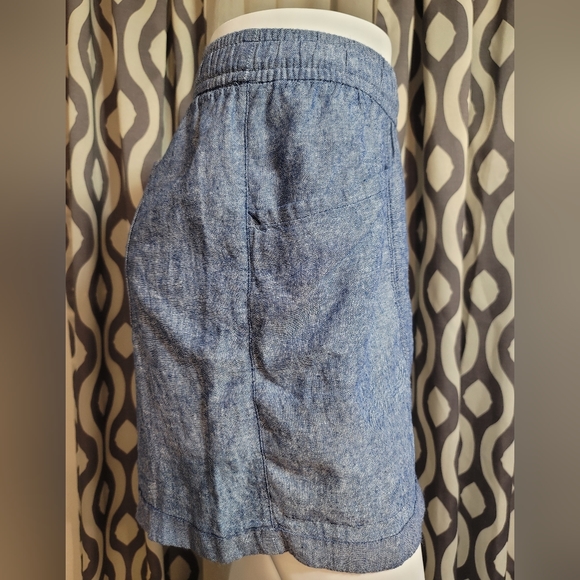 Old Navy Linen Shorts Womens Size 3XL Blue Flat Front Elastic Waist Pull On - Picture 4 of 16